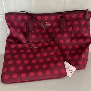 Kate Spade packable tote with clutch in blackberry